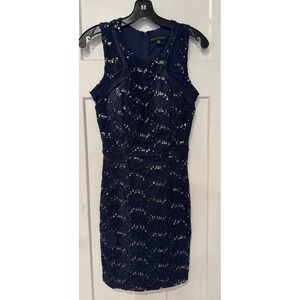 City Triangles Navy Blue Sequin Lace Sheath Dress Sleeveless  Size 5 9097-NW1C